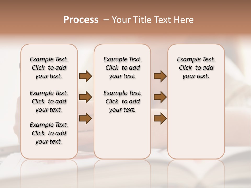A Woman Sitting At A Table Using A Cell Phone PowerPoint Template