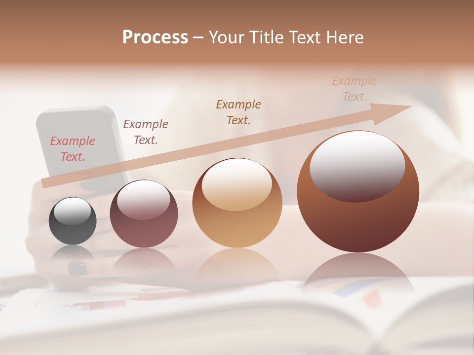 A Woman Sitting At A Table Using A Cell Phone PowerPoint Template