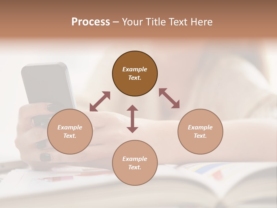 A Woman Sitting At A Table Using A Cell Phone PowerPoint Template