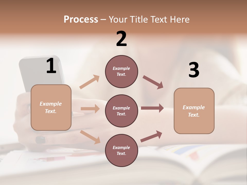 A Woman Sitting At A Table Using A Cell Phone PowerPoint Template