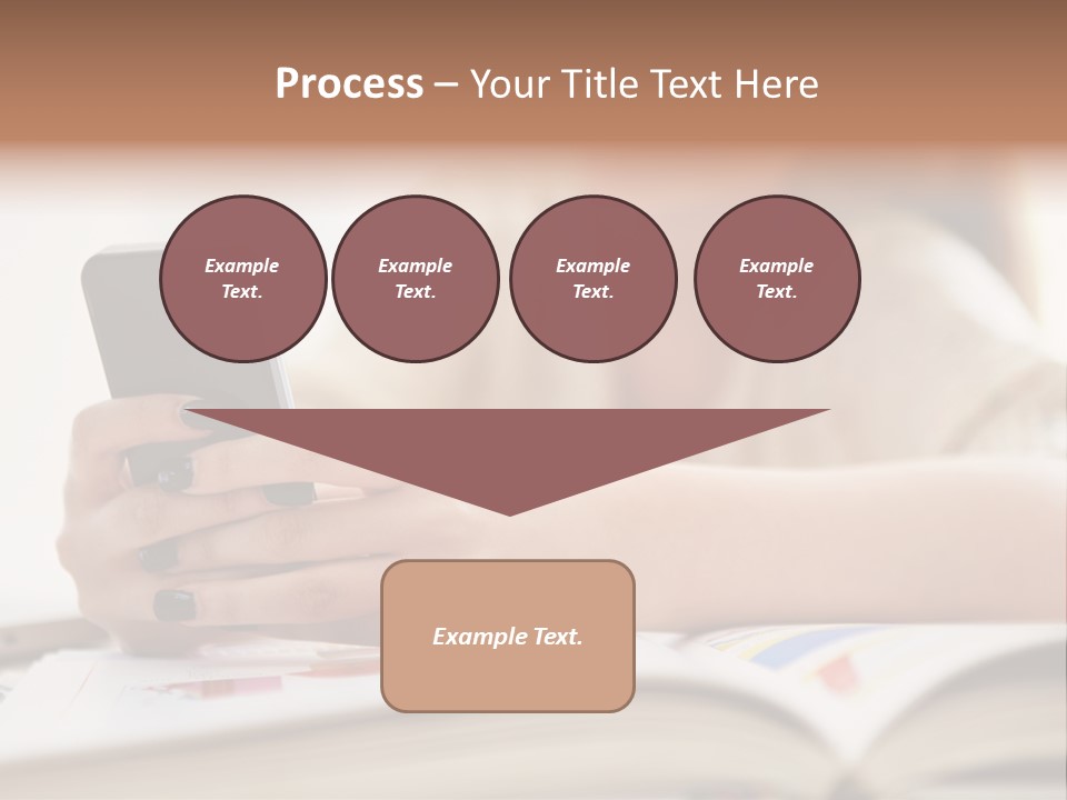 A Woman Sitting At A Table Using A Cell Phone PowerPoint Template