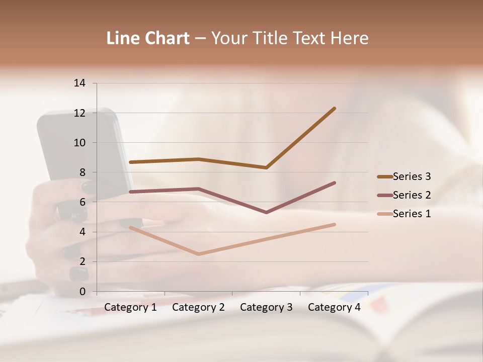 A Woman Sitting At A Table Using A Cell Phone PowerPoint Template