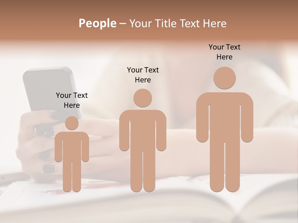 A Woman Sitting At A Table Using A Cell Phone PowerPoint Template