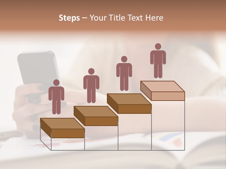 A Woman Sitting At A Table Using A Cell Phone PowerPoint Template