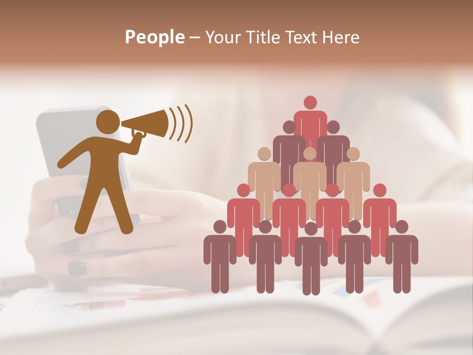 A Woman Sitting At A Table Using A Cell Phone PowerPoint Template