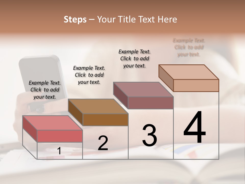 A Woman Sitting At A Table Using A Cell Phone PowerPoint Template