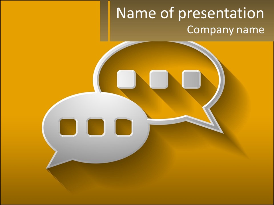 Two Speech Bubbles With Long Shadows On A Yellow Background PowerPoint Template