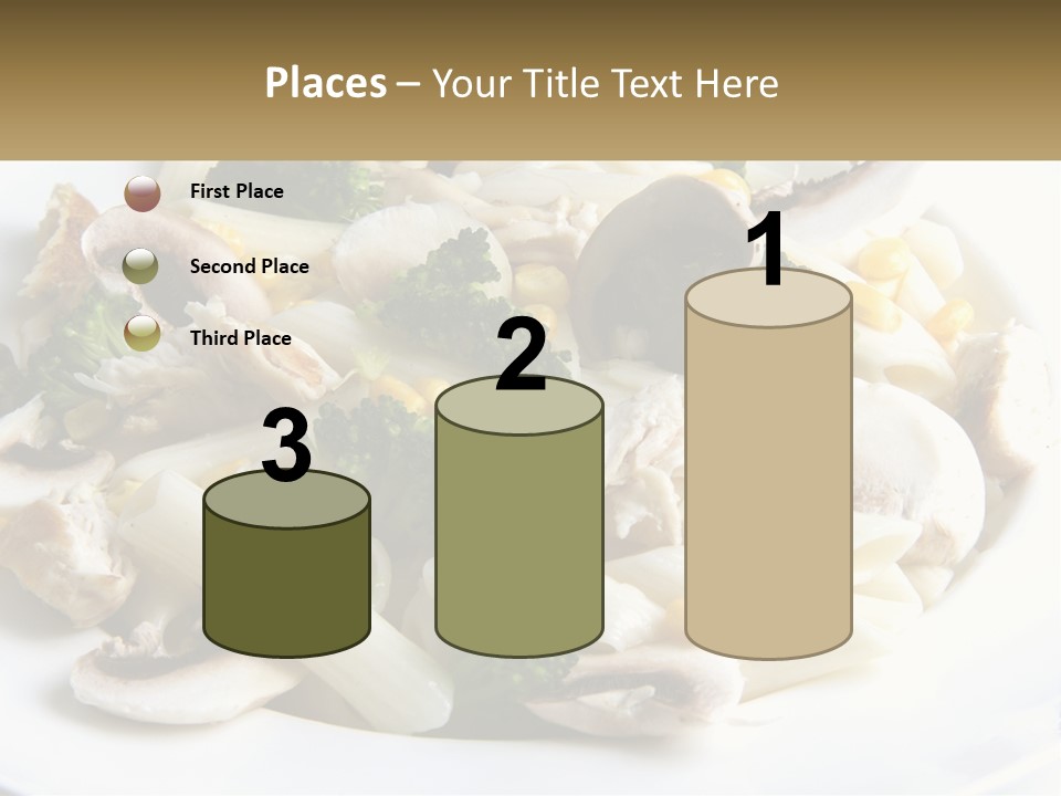 A Plate Of Pasta With Broccoli And Mushrooms PowerPoint Template