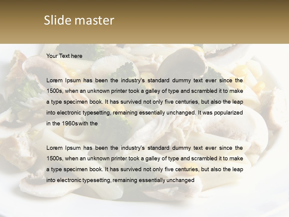 A Plate Of Pasta With Broccoli And Mushrooms PowerPoint Template