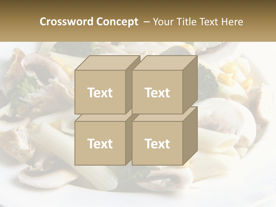 A Plate Of Pasta With Broccoli And Mushrooms PowerPoint Template