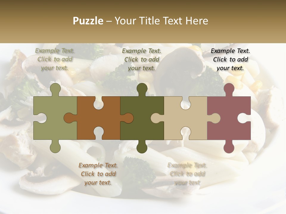 A Plate Of Pasta With Broccoli And Mushrooms PowerPoint Template