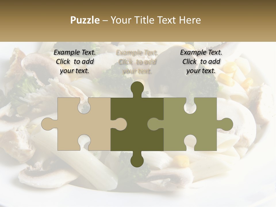 A Plate Of Pasta With Broccoli And Mushrooms PowerPoint Template