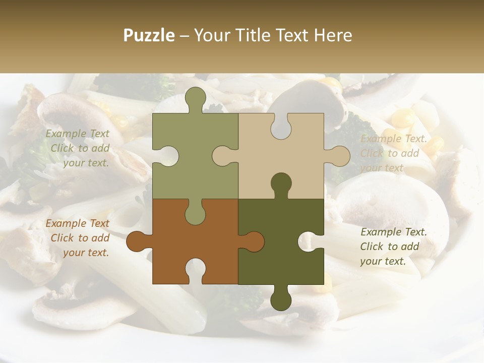 A Plate Of Pasta With Broccoli And Mushrooms PowerPoint Template