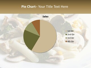 A Plate Of Pasta With Broccoli And Mushrooms PowerPoint Template