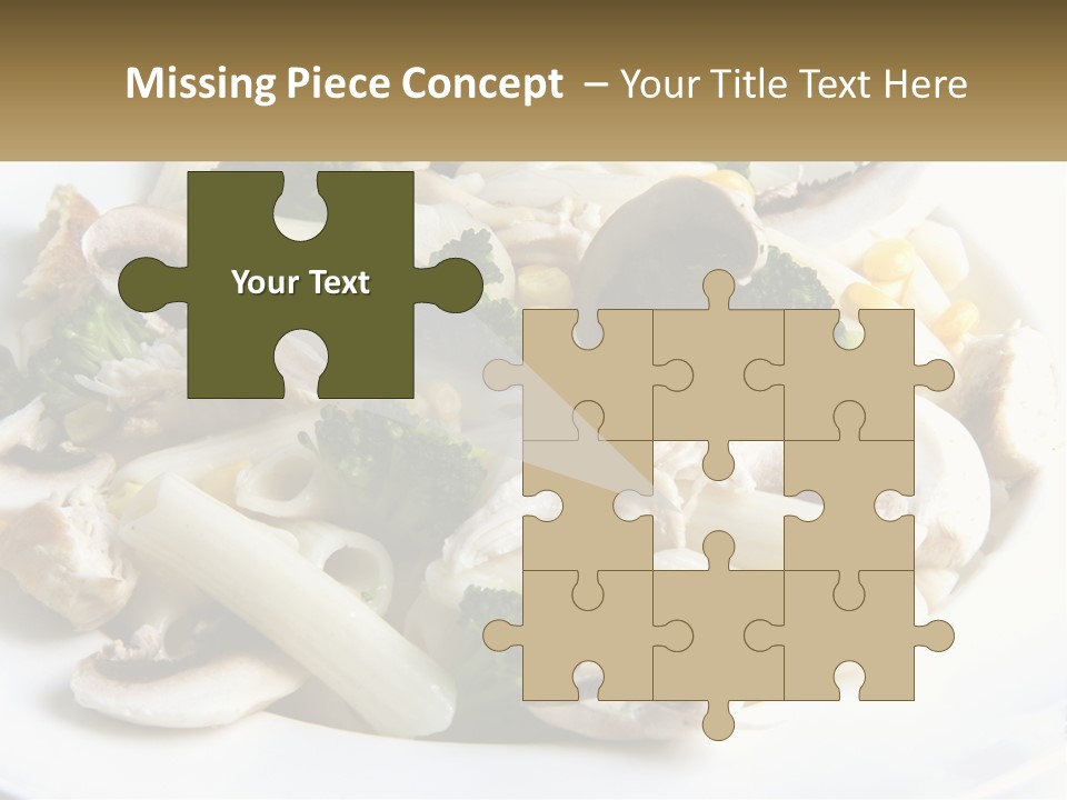 A Plate Of Pasta With Broccoli And Mushrooms PowerPoint Template