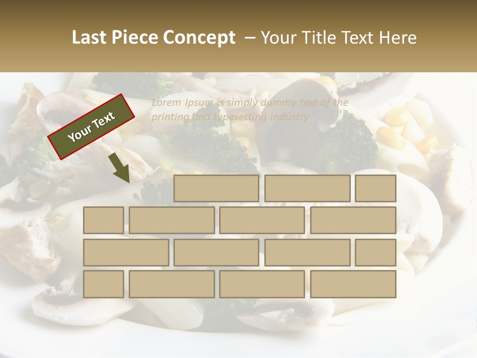 A Plate Of Pasta With Broccoli And Mushrooms PowerPoint Template