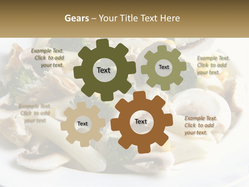 A Plate Of Pasta With Broccoli And Mushrooms PowerPoint Template