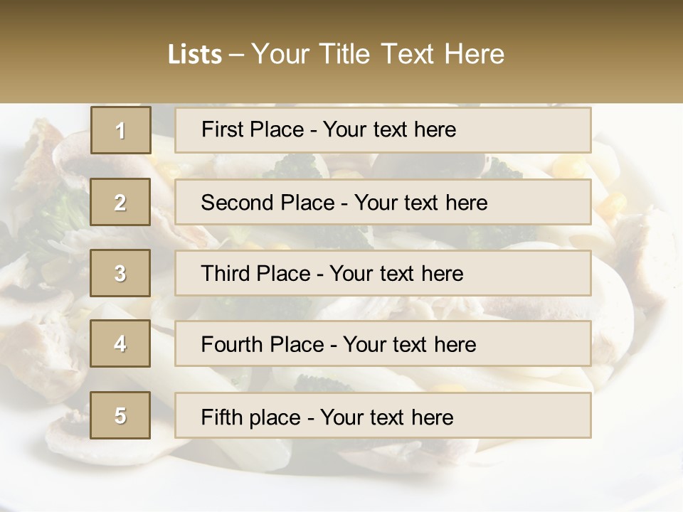 A Plate Of Pasta With Broccoli And Mushrooms PowerPoint Template