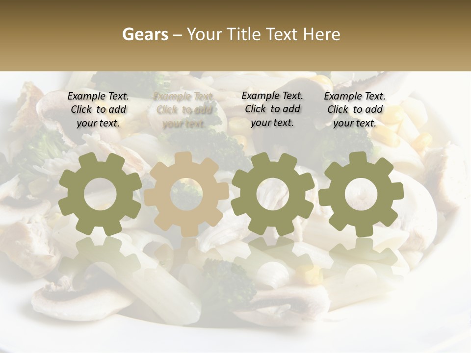 A Plate Of Pasta With Broccoli And Mushrooms PowerPoint Template