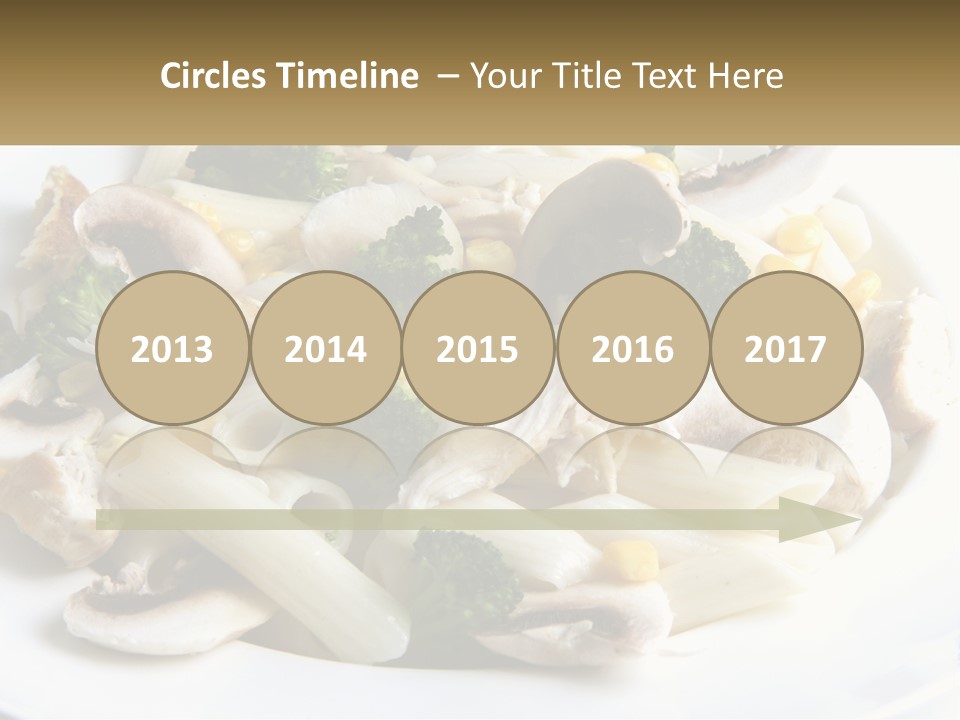 A Plate Of Pasta With Broccoli And Mushrooms PowerPoint Template