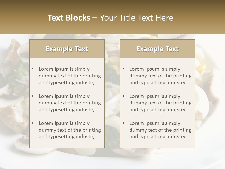 A Plate Of Pasta With Broccoli And Mushrooms PowerPoint Template