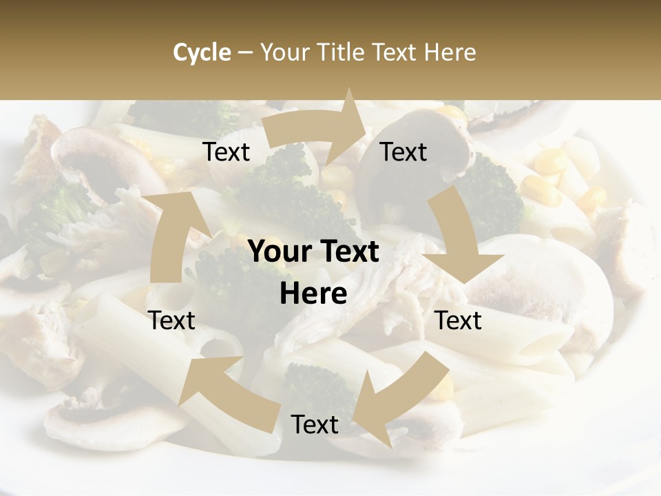 A Plate Of Pasta With Broccoli And Mushrooms PowerPoint Template