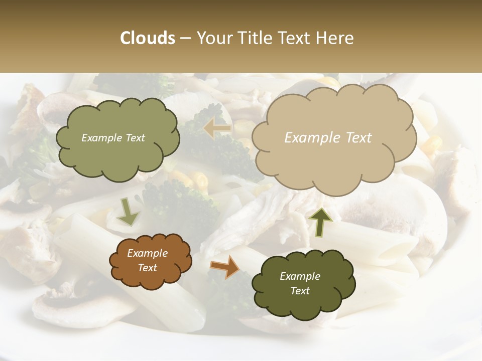 A Plate Of Pasta With Broccoli And Mushrooms PowerPoint Template