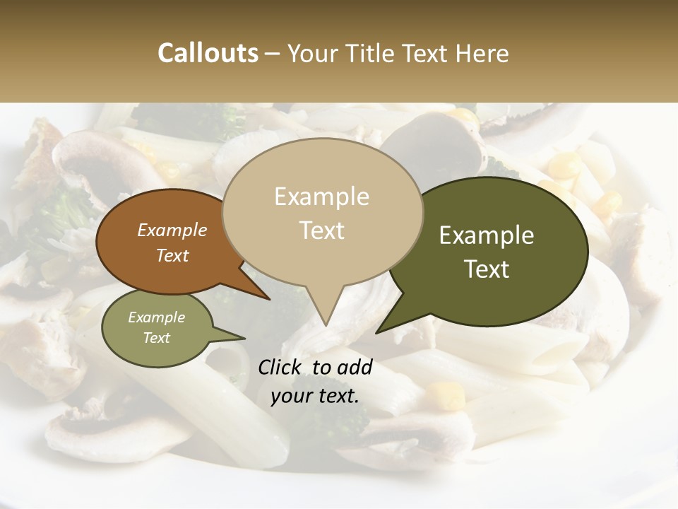 A Plate Of Pasta With Broccoli And Mushrooms PowerPoint Template