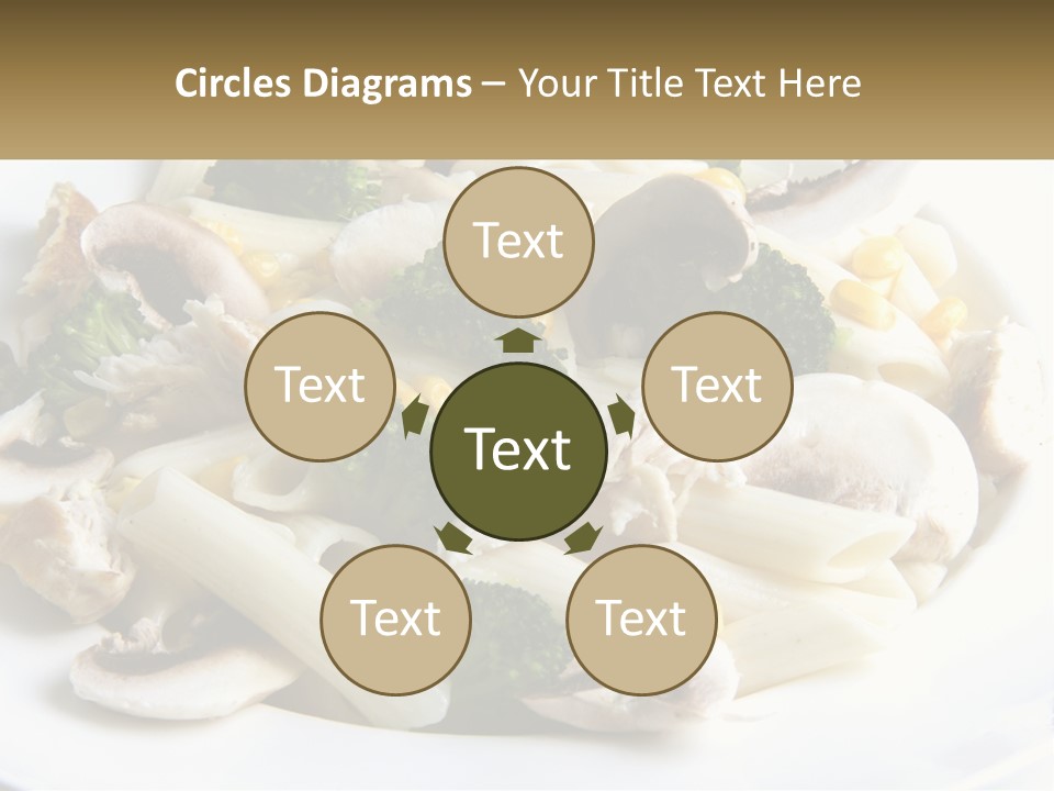 A Plate Of Pasta With Broccoli And Mushrooms PowerPoint Template