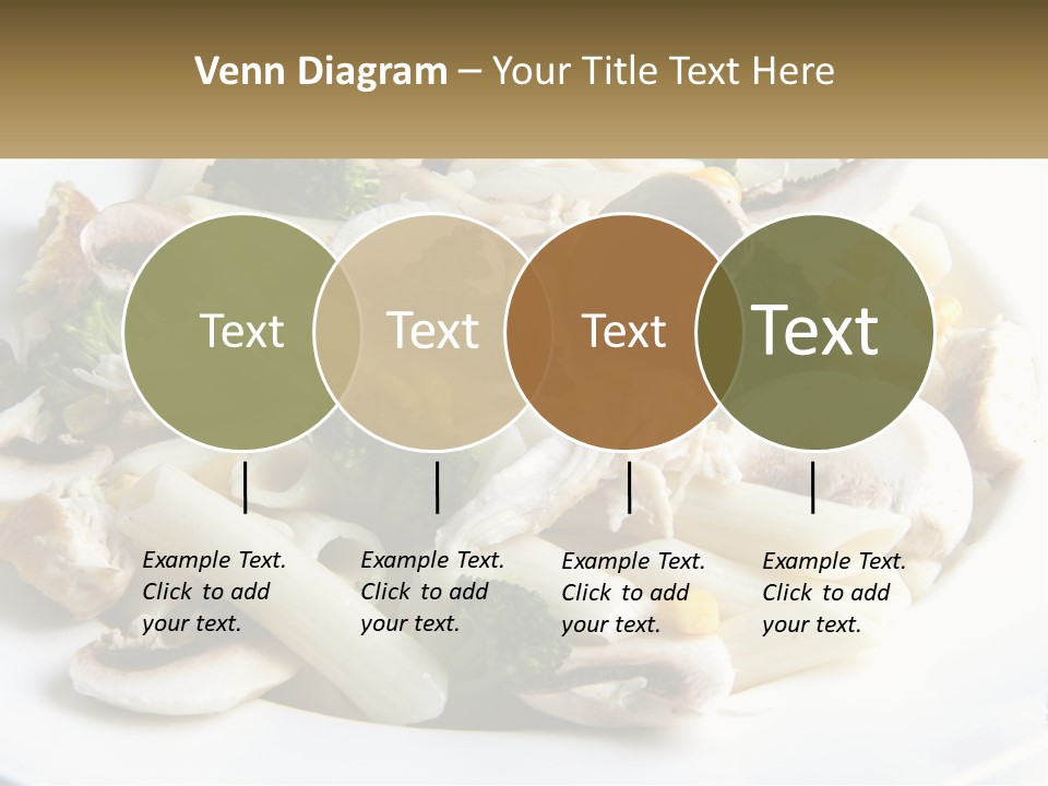 A Plate Of Pasta With Broccoli And Mushrooms PowerPoint Template