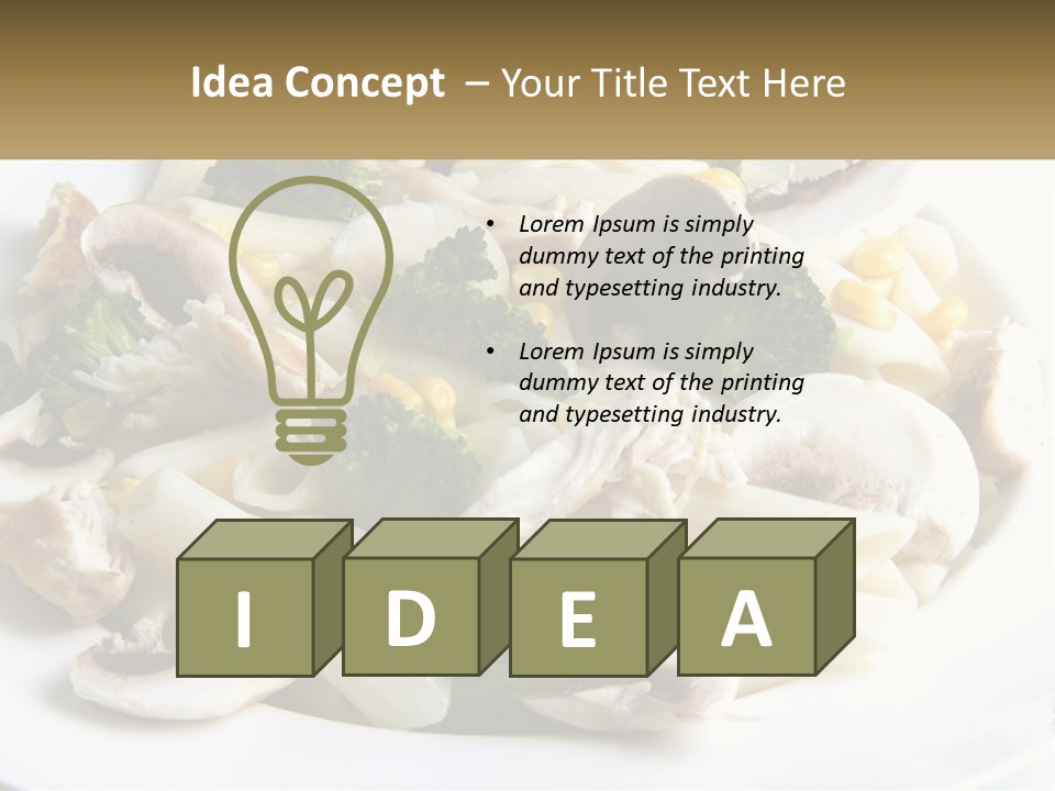 A Plate Of Pasta With Broccoli And Mushrooms PowerPoint Template