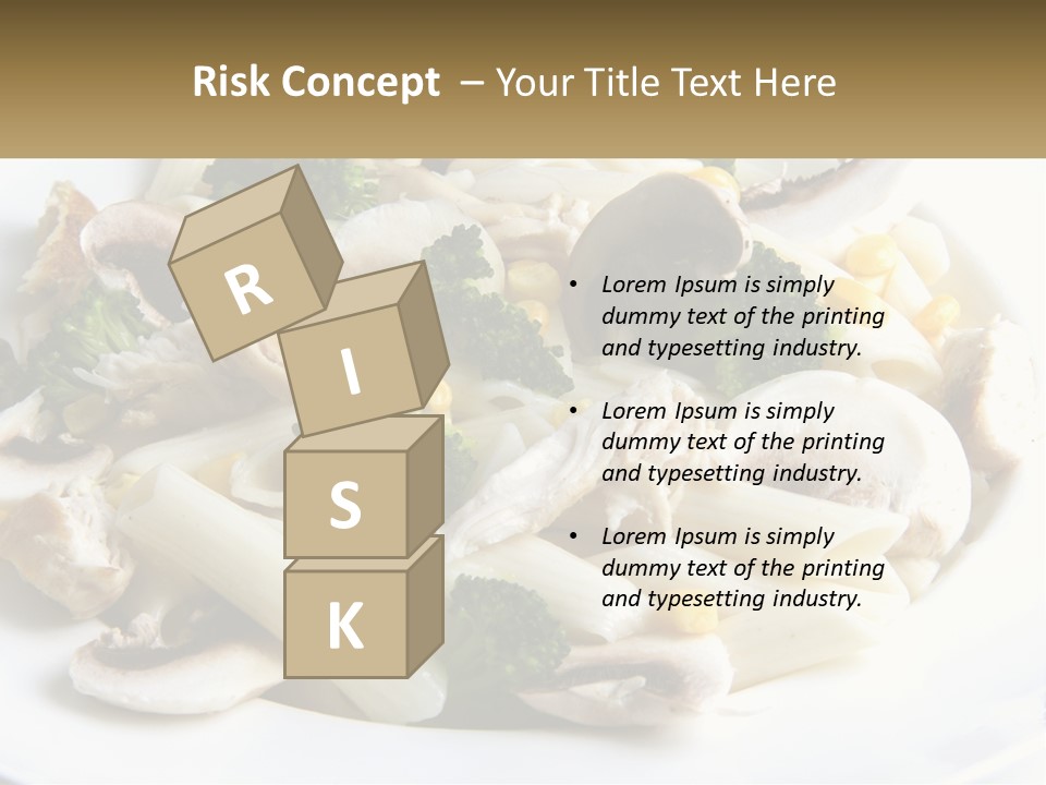 A Plate Of Pasta With Broccoli And Mushrooms PowerPoint Template