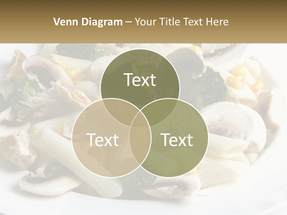 A Plate Of Pasta With Broccoli And Mushrooms PowerPoint Template