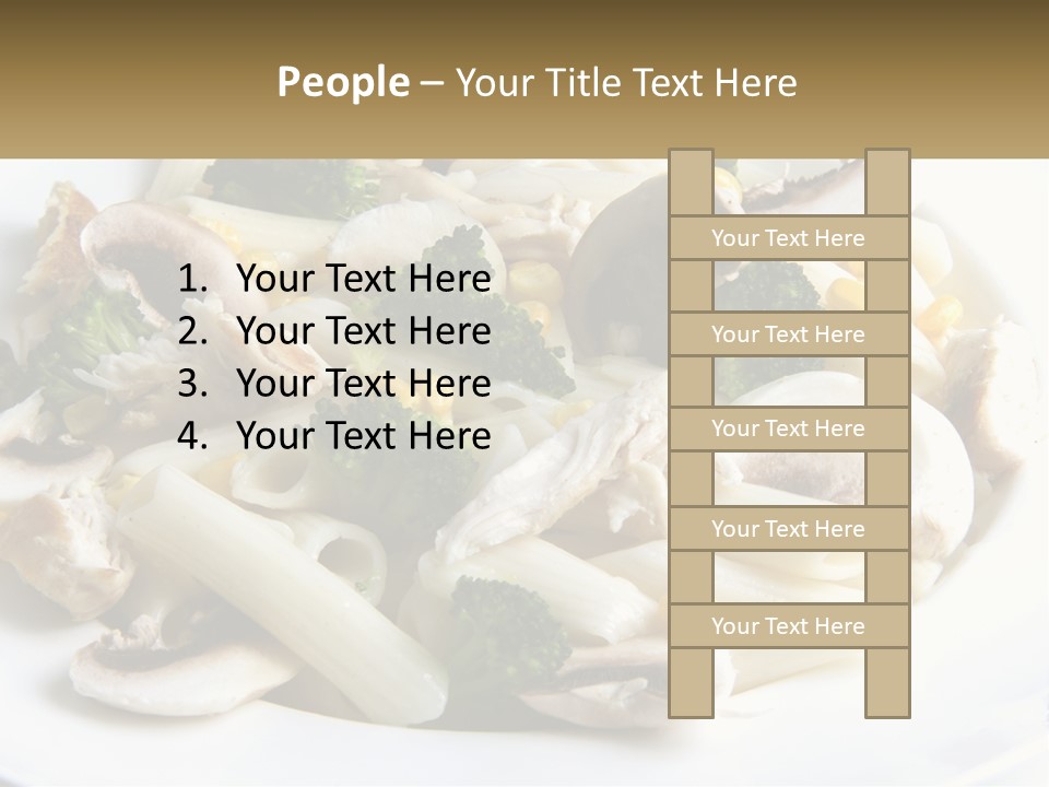 A Plate Of Pasta With Broccoli And Mushrooms PowerPoint Template