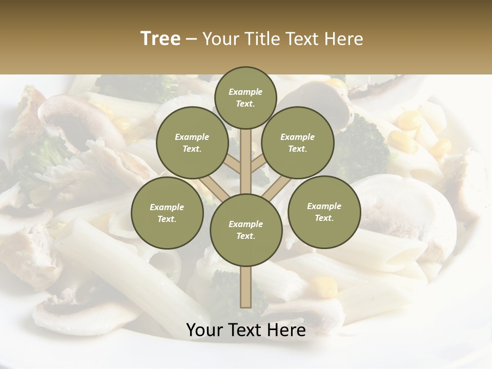 A Plate Of Pasta With Broccoli And Mushrooms PowerPoint Template