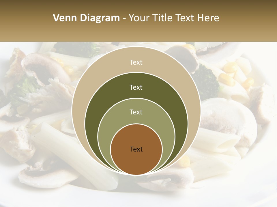 A Plate Of Pasta With Broccoli And Mushrooms PowerPoint Template
