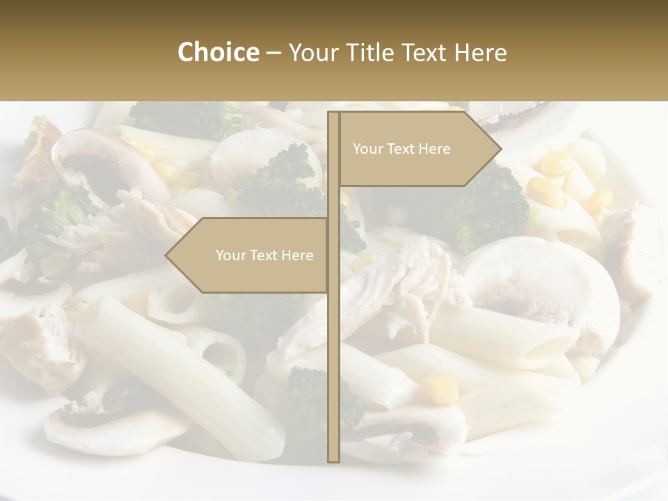 A Plate Of Pasta With Broccoli And Mushrooms PowerPoint Template