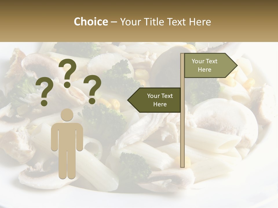 A Plate Of Pasta With Broccoli And Mushrooms PowerPoint Template