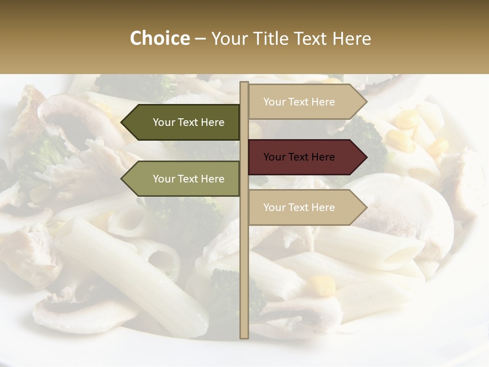 A Plate Of Pasta With Broccoli And Mushrooms PowerPoint Template