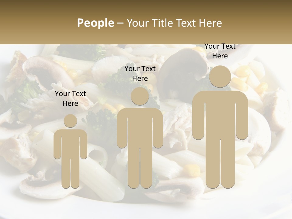 A Plate Of Pasta With Broccoli And Mushrooms PowerPoint Template