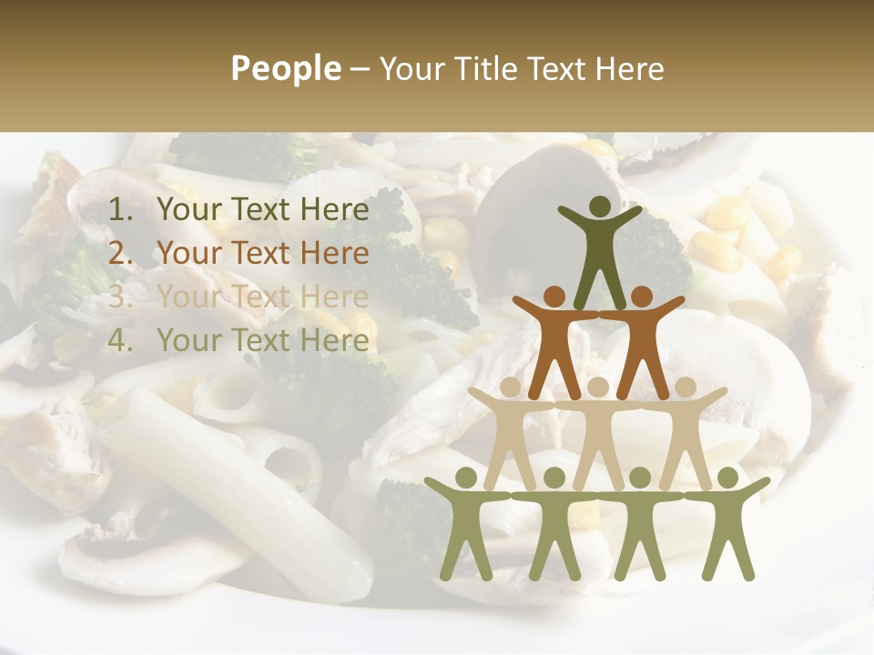 A Plate Of Pasta With Broccoli And Mushrooms PowerPoint Template