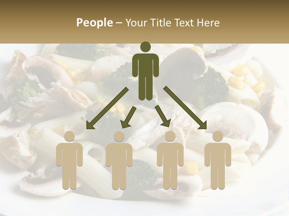 A Plate Of Pasta With Broccoli And Mushrooms PowerPoint Template