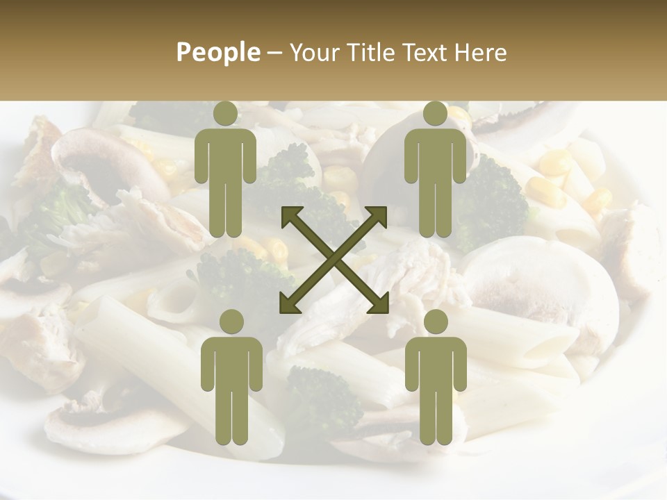 A Plate Of Pasta With Broccoli And Mushrooms PowerPoint Template