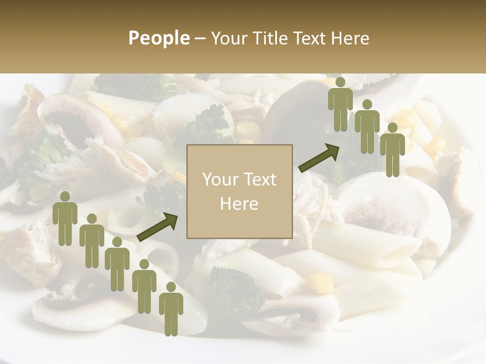 A Plate Of Pasta With Broccoli And Mushrooms PowerPoint Template