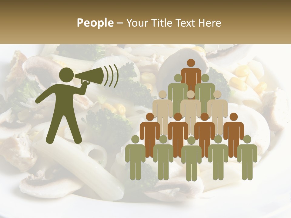 A Plate Of Pasta With Broccoli And Mushrooms PowerPoint Template