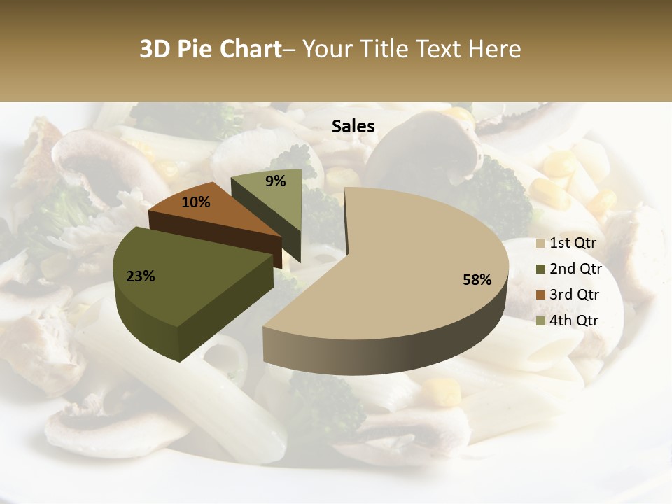 A Plate Of Pasta With Broccoli And Mushrooms PowerPoint Template