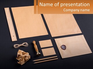 A Black Table Topped With Lots Of Different Items PowerPoint Template
