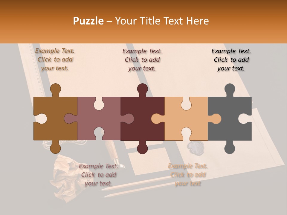 A Black Table Topped With Lots Of Different Items PowerPoint Template