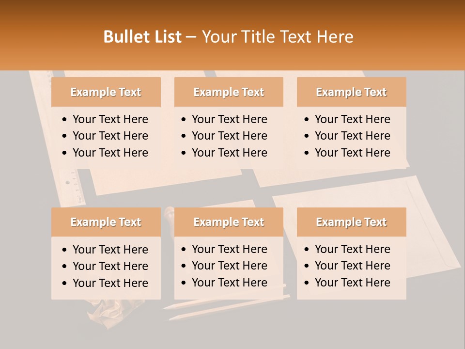 A Black Table Topped With Lots Of Different Items PowerPoint Template