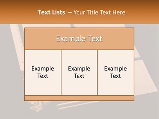 A Black Table Topped With Lots Of Different Items PowerPoint Template